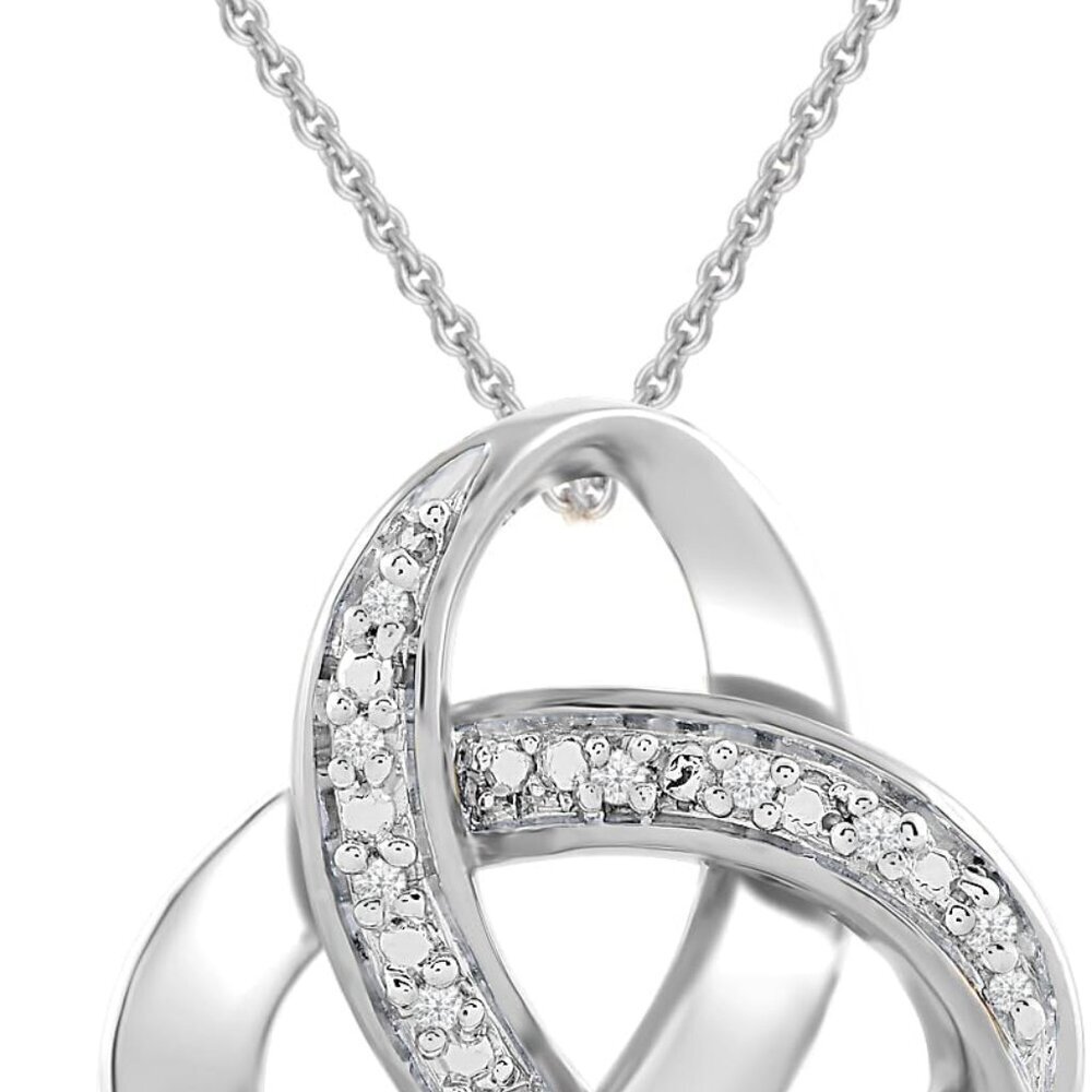womens 18K Gold over Sterling Silver Diamond Knot Pendant Necklace previously Am